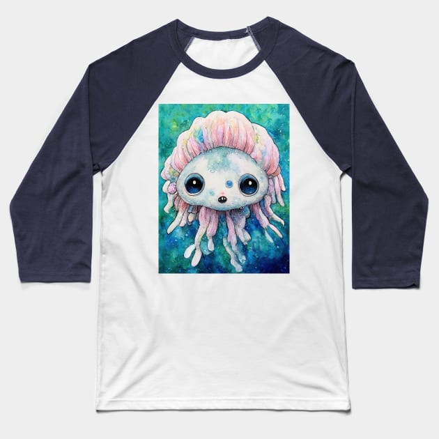 Cute sea creature - Jellyfish Monster Baseball T-Shirt by Fluffypunk